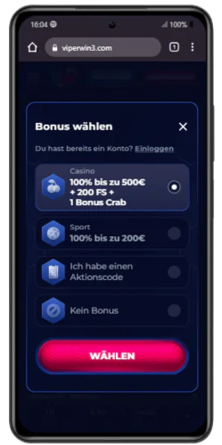 ViperWin Casino-Registrierung