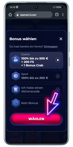 bonus auswählen